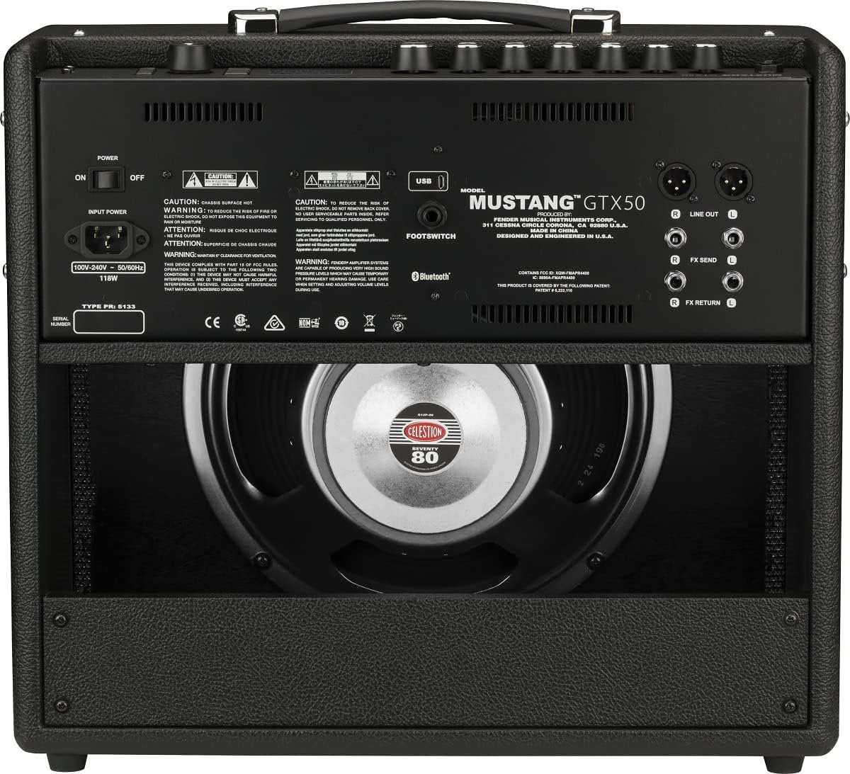 Fender Mustang GTX100 Guitar Amp and 7 Button Footswitch, 100 Watts, Integrated Looper, Bluetooth Audio Streaming for Play Along, 24.5Dx21.05Wx13.05H Inches, Black