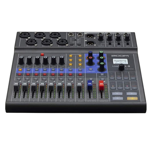 Zoom LiveTrak L-8 Podcast Recorder, Battery Powered, Digital Mixer and Recorder, Music Mixer, Phone Input, Sound Pads, 4 Headphone Outputs, 12-In/4-Out Audio Interface, Built In EQ and Effects