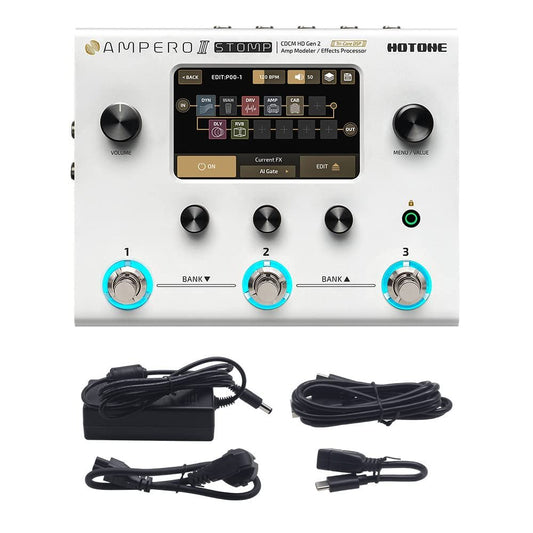 HOTONE Guitar Multi Effects Processor Multi Effects Pedal Touch Screen Guitar Bass Amp Modeling IR Cabinets Simulation Guitar Effects Pedal Multi FX Processor Ampero