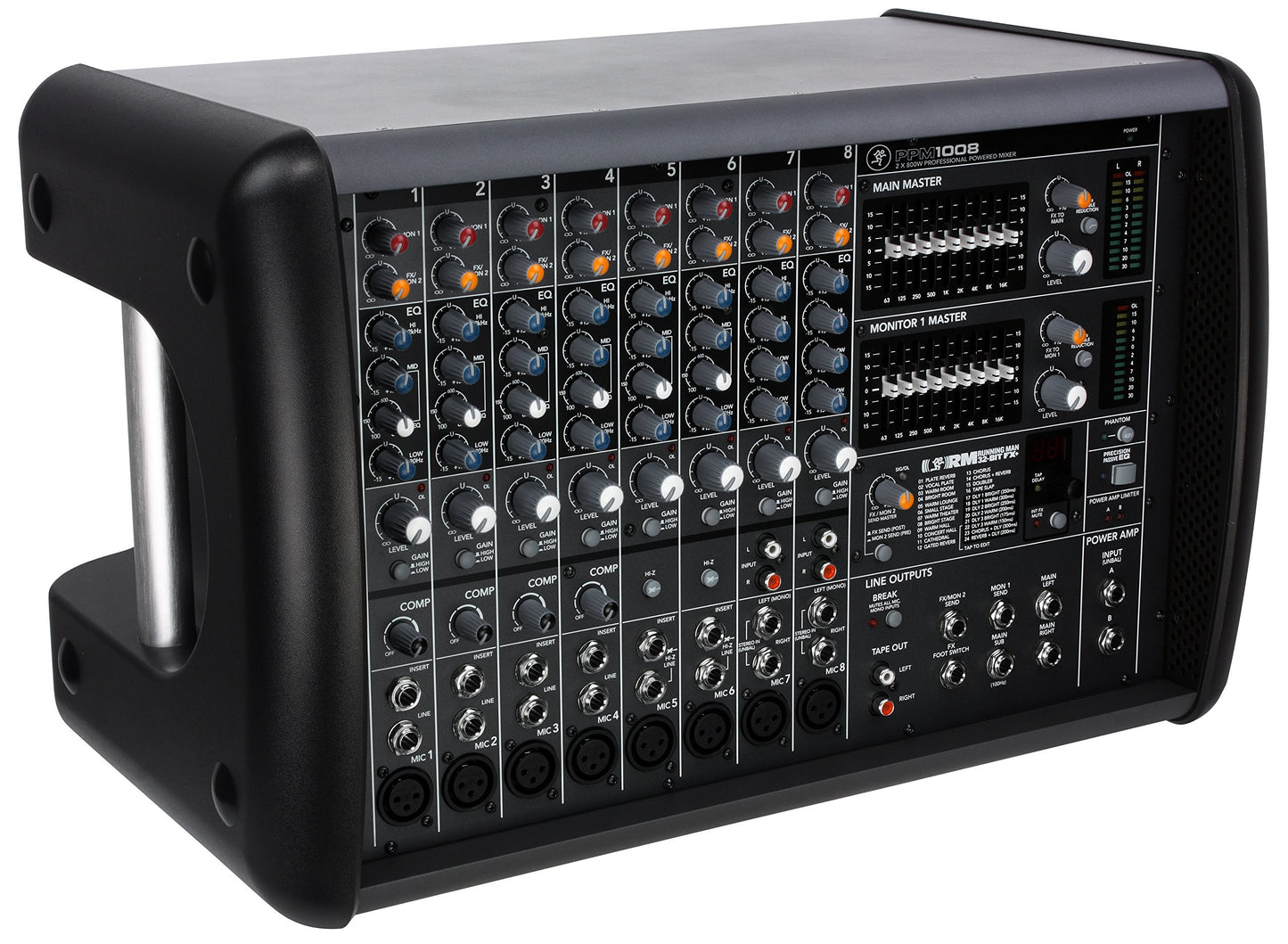 Mackie PPM1008 8-Channel, 1600-Watt Powered Desktop Mixer with Effects Black