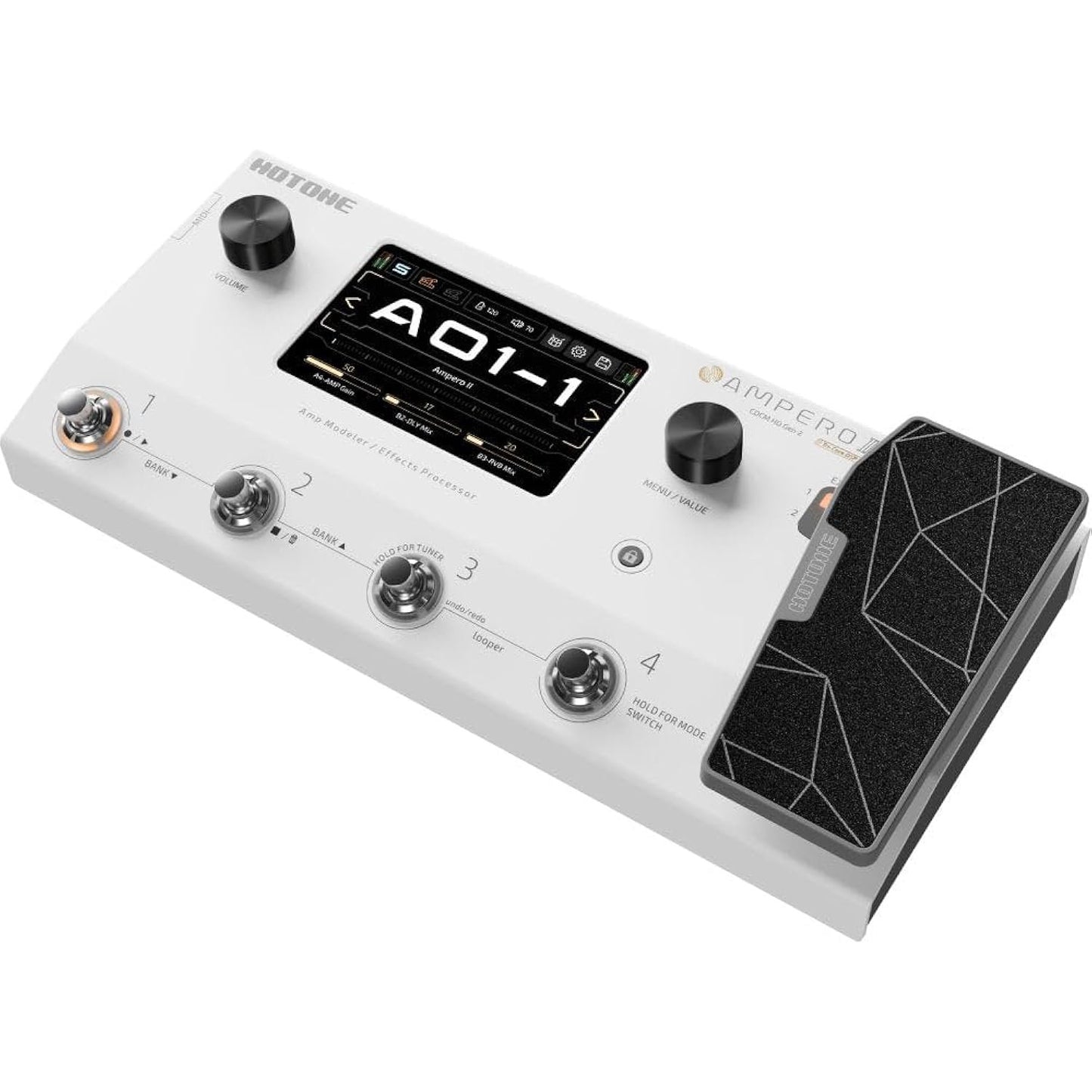 Hotone Ampero II MP-350 Guitar Effects Processor Amp Modeler Multi Effects Pedal with Cab Simulation IR Loader Touchscreen Studio Quality Audio Durable Metal Chassis Guitar Accessories