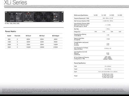 Crown XLi800 Two-channel, 300-Watt at 4Ω Power Amplifier