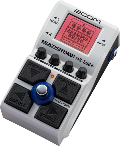 Zoom MS-50G+ MultiStomp Guitar Effects Pedal, Single Stompbox, 100 effects, Stereo Outputs, Tuner, Featuring Drives, Modulations, Delays, Reverbs, Compressors, and More