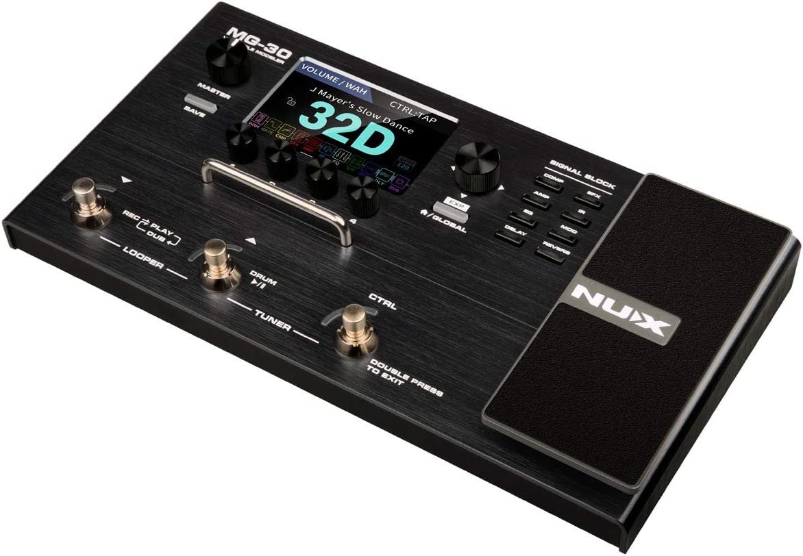 NUX MG-30 Guitar Multi-Effects Pedal Guitar/Bass/Acoustic Amp Modeling, 1024 Samples IRs, IR Loader, White-Box Algorithm, EFX Routing, 4'' Color LCD, NMP-2 Footswitch Included