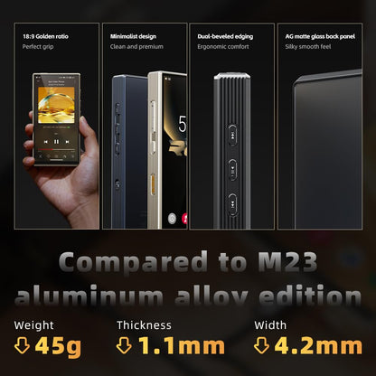 FiiO M33 R2R Portable HiFi Music Player, Snapdragon 680, 8GB RAM + 128GB Storage, True R2R DAC, XMOS XU316 USB Audio, 1100mW Balanced Output, AUTO EQ, 5.5” Full HD Display
