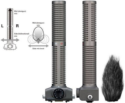Zoom SSH-6 Stereo Shotgun Microphone Capsule with Hairy Windscreen for Film, Video, ENG and Dialogue, works with H5, H6, Q8, U-44, F1, F4, F8n, and F8