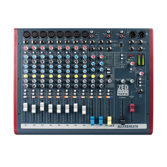 Allen & Heath ZED60-14FX - Touring Quality Audio Mixer with 6 Mic/Line, 2 Mic/Line/DI, 3 Stereo Line, Onboard FX and USB I/O (AH-ZED60-10FX)