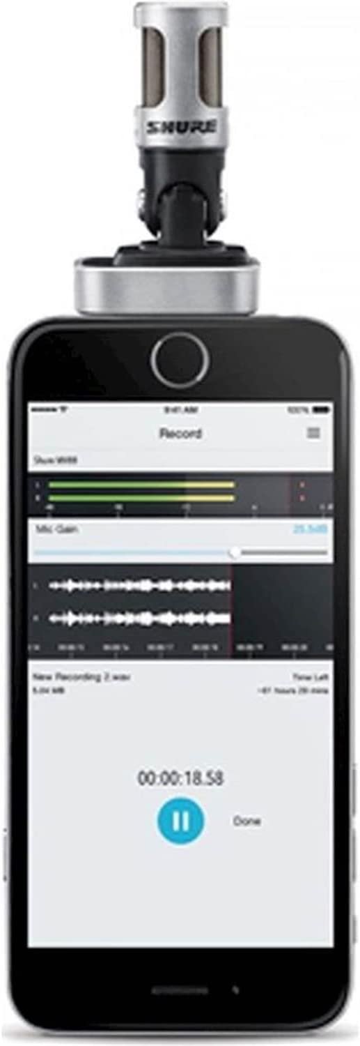 Shure Motiv MV88 Digital Stereo Condenser Microphone - Clips onto iOS Devices, Lightning Connector, Professional Sound Out of an iOS-Compatible Clip-on Mic