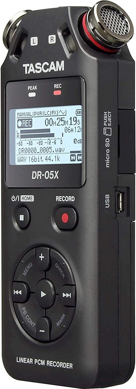 Tascam DR-05X Stereo Handheld Digital Audio Portable Recorder and USB Audio Interface, Pro Field, AV, Music, Dictation Recorder