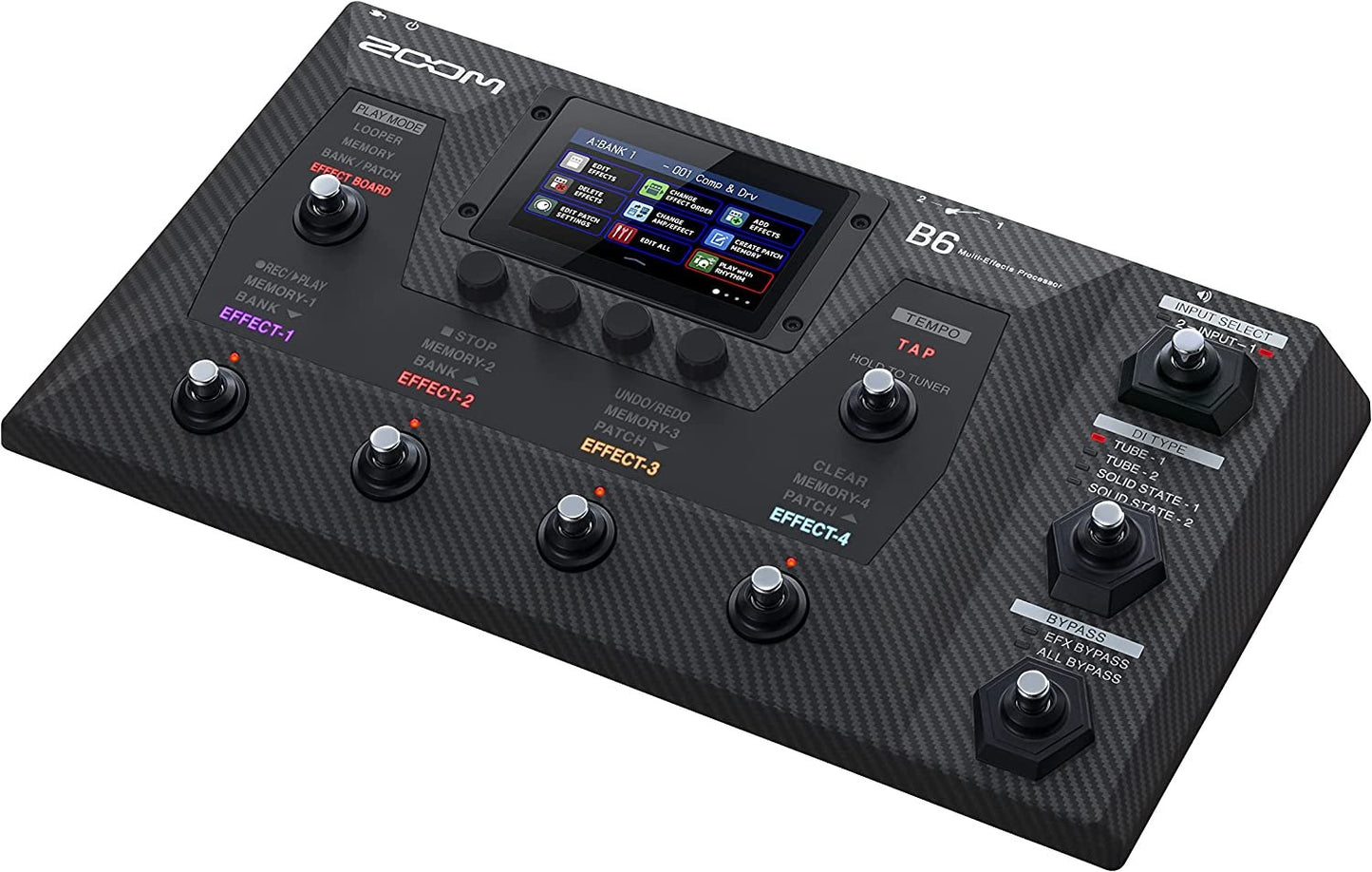 Zoom B6 Bass Multi-Effects Processor with 4 DI Boxes, A/B Switcher, Touchscreen Interface, 100+ Built in Effects, Amp Modeling, IR’s, Looper, & Audio Interface for Direct Recording to Computer