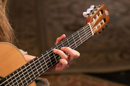 Ortega Guitars 6 String Family Series 3/4 Size Nylon Classical Guitar w/Bag, Right, Cedar Top-Natural-Satin, (R122-3/4)