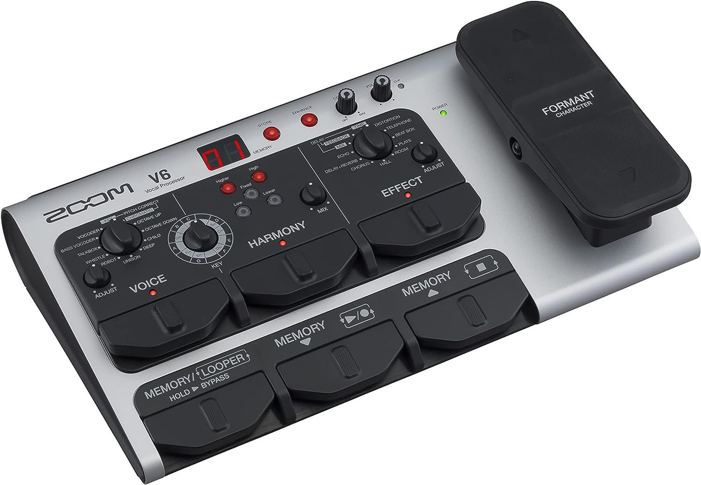 Zoom V6-SP Vocal Processor, Vocal Effects Pedal, Formant Pedal, Harmony, Looper, 10 Studio Grade Effects, For Studio and Live Performance