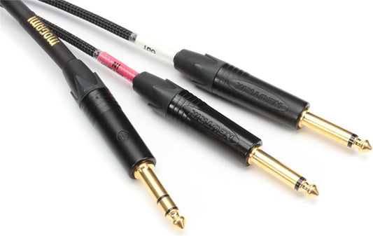 Mogami GOLD INSERT TS-12 Insert Cable, 1/4" Straight TRS Male Plug to Dual 1/4" Straight TS Male Plug Send/Receive Connectors, Gold Contacts, 12 Foot