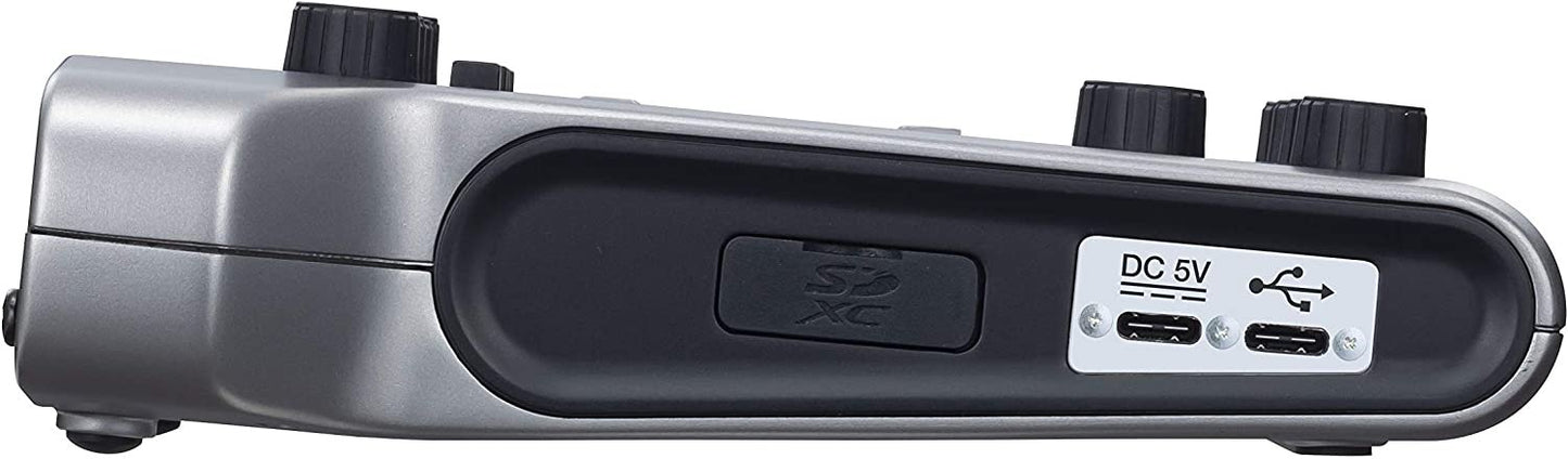 Zoom PodTrak P4 Podcast Recorder, Battery Powered, 4 Microphone Inputs, 4 Headphone Outputs, Phone and USB Input for Remote Interviews, Sound Pads, 2-In/2-Out Audio Interface