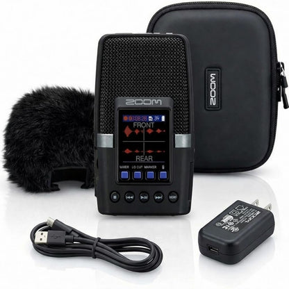 Zoom H2essential Multi-Mic 32-Bit Float Handy Recorder Bundle with APH-2e Accessory Pack with Hairy Windscreen, Padded Shell Case, AC Adapter, & USB C-Cable