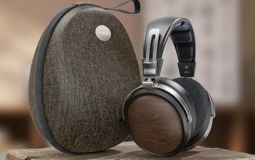 FiiO FT1 Closed-Back Over-Ear Nanowood Fiber Composite Diaphragm Wired Hi-Fi Headphones, Detachable Cable, American Black Walnut Wood Ear Cups for Home, Studio, Recording (Black)