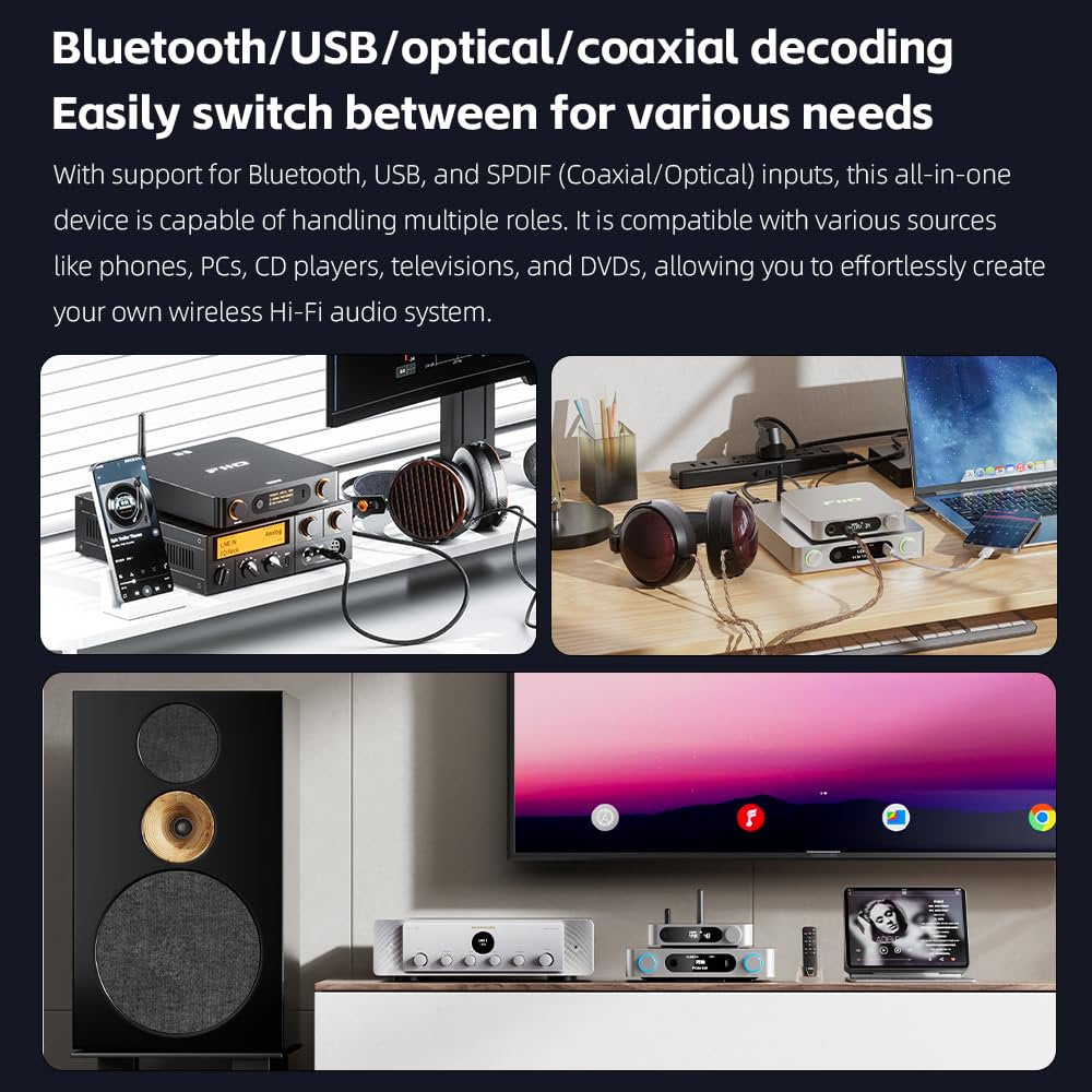 FiiO BR15 R2R High-Resolution Bluetooth 6.0 Audio Receiver with QCC5181, aptX Lossless & LDAC, 24-Bit R2R DAC, USB/Optical/Coaxial Input, RCA/XLR Output, Wireless HiFi Upgrade for Home Audio
