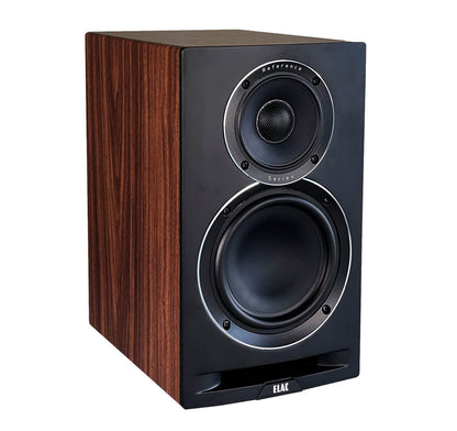 ELAC Uni-Fi Refrence 3-Way 6-1/2" Bookshelf Speakers, Walnut with Black Baffle for Home Theater and Stereo Systems