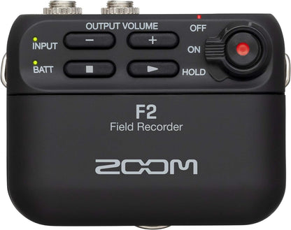 Zoom F2 Lavalier Body-Pack Compact Recorder, 32-Bit Float Recording, No Clipping, Audio for Video, Records to SD, and Battery Powered with Included Lavalier Microphone