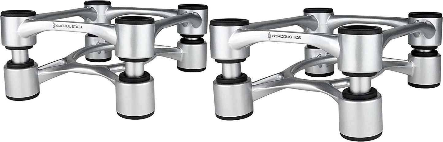 IsoAcoustics Aperta Series Isolation Speaker Stands with Tilt Adjustment: Aperta (6.1" x 7.5") Silver Pair