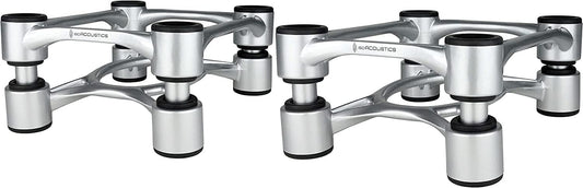 IsoAcoustics Aperta Series Isolation Speaker Stands with Tilt Adjustment: Aperta (6.1" x 7.5") Silver Pair