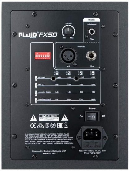Fluid Audio FX50 : 5" Single Point Source Coax Reference Monitor, Bi-Amplified 90w 49Hz - 22kHz (+/-3db)
