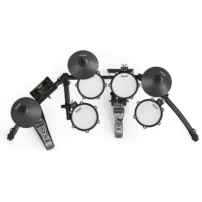 NuX DM-210 All Mesh Head Entry-Level Recordable Digital Drum Kit with Mesh Drum Pads, Independent Kick Drum, Diverse Sound Library, and Coach Function