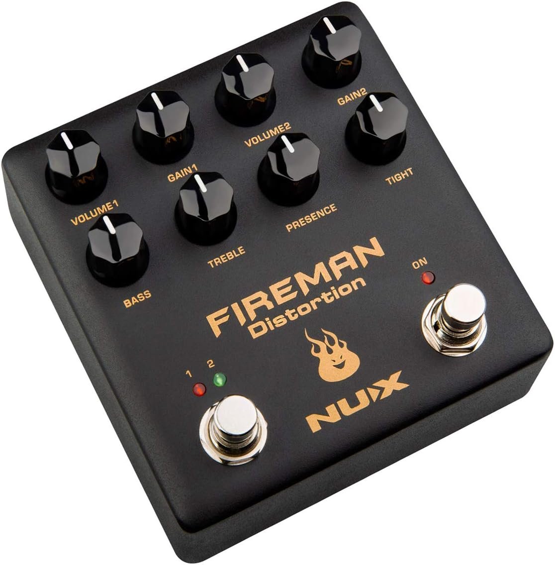 NUX Fireman Distortion Effect Pedal Dual Channel Brown Sound