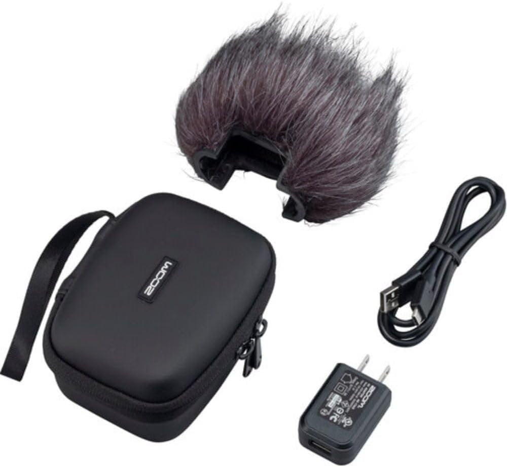 Zoom H2essential Multi-Mic 32-Bit Float Handy Recorder Bundle with APH-2e Accessory Pack with Hairy Windscreen, Padded Shell Case, AC Adapter, & USB C-Cable