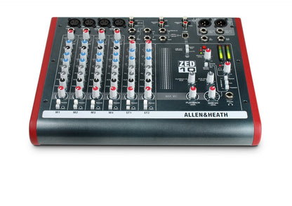 Allen & Heath ZED-10 - Touring Quality Audio Mixer with 2 Mic/Line, 2 Mic/Line/DI, 3 Stereo Line and USB I/O (AH-ZED-10),Black and Red