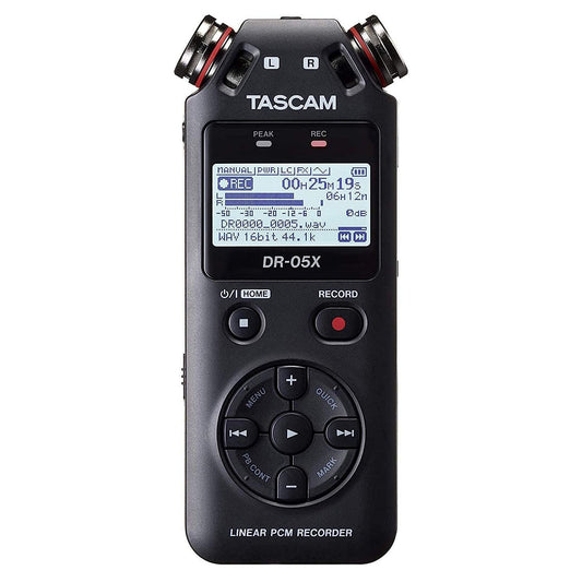 Tascam DR-05X Stereo Handheld Digital Audio Portable Recorder and USB Audio Interface, Pro Field, AV, Music, Dictation Recorder