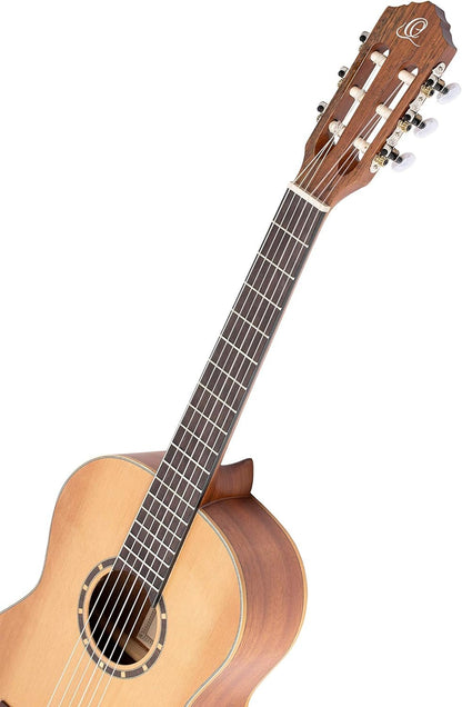 Ortega Guitars 6 String Family Series 3/4 Size Nylon Classical Guitar w/Bag, Right, Cedar Top-Natural-Satin, (R122-3/4)