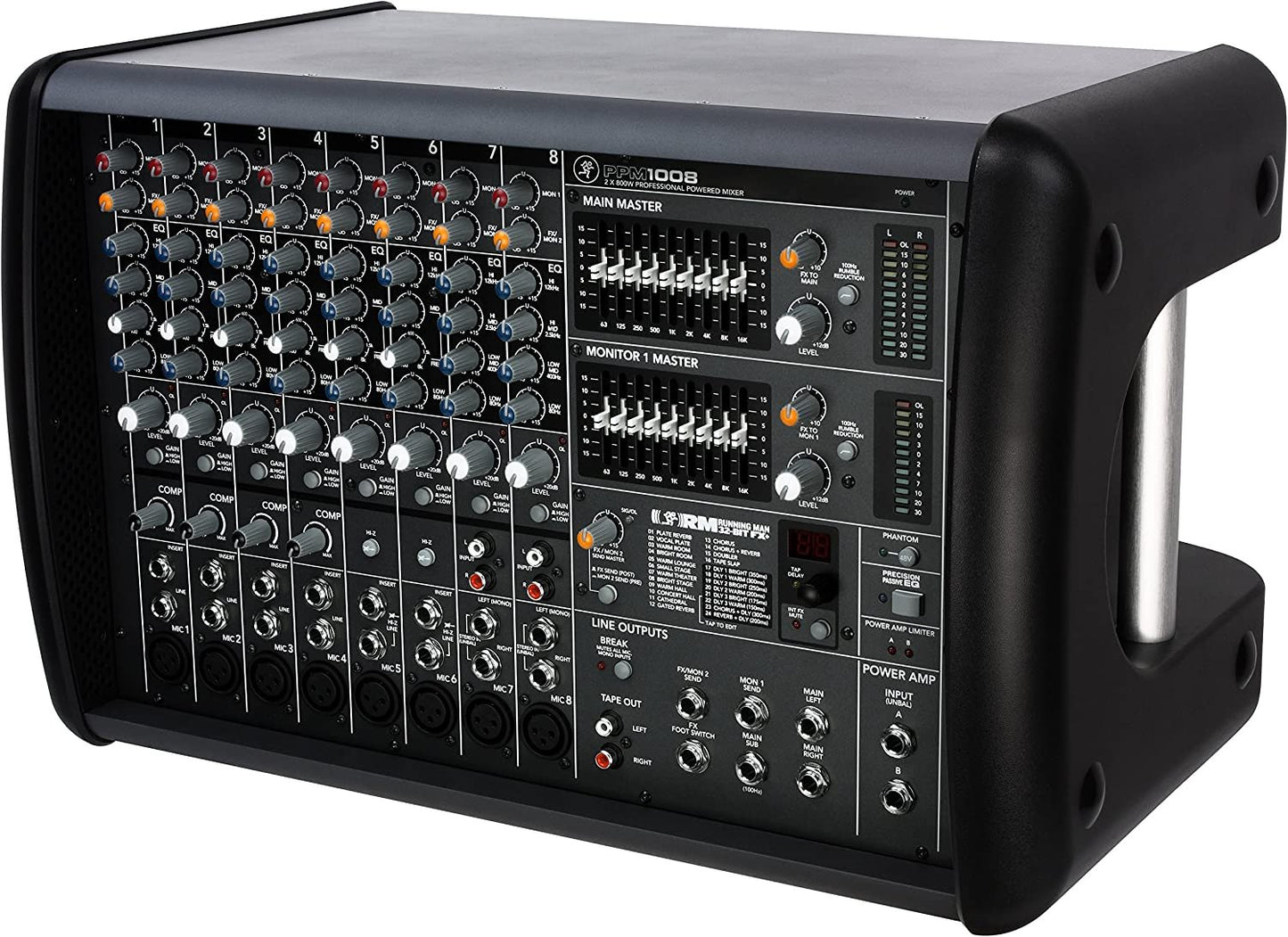 Mackie PPM1008 8-Channel, 1600-Watt Powered Desktop Mixer with Effects Black