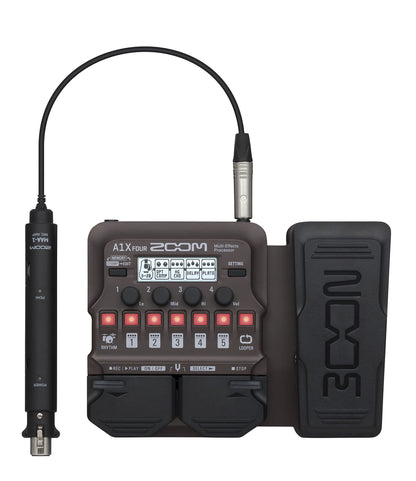 Zoom A1X FOUR Acoustic Instrument Multi-Effects Processor with Expression Pedal, Acoustic Modeling, Looper, Rhythm Section, For Guitar, Saxophone, Trumpet, Violin, Harmonica, and Upright Bass