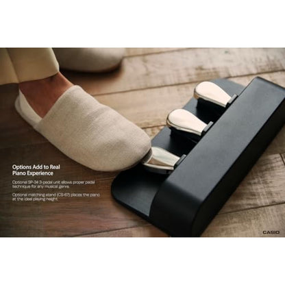 Casio Privia PX-S5000 Portable Digital Piano with 88 Hybrid Weighted Keys, 23 Tones, Touch Sensor Controls, Sustain Pedal, Bluetooth, USB, AC Adapter, 16W Speakers, Gloss Black Finish (PX-S5000BK)
