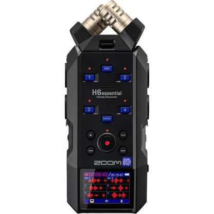 Zoom H6essential 6-Track 32-Bit Float Portable Audio Recorder Bundle with Hairy Windscreen, Case, AC Adapter, USB-C Cable, 32GB SD Card and Mini Tripod