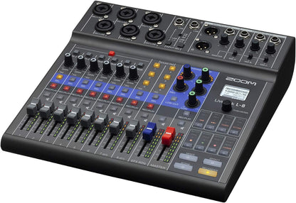 Zoom LiveTrak L-8 Podcast Recorder, Battery Powered, Digital Mixer and Recorder, Music Mixer, Phone Input, Sound Pads, 4 Headphone Outputs, 12-In/4-Out Audio Interface, Built In EQ and Effects