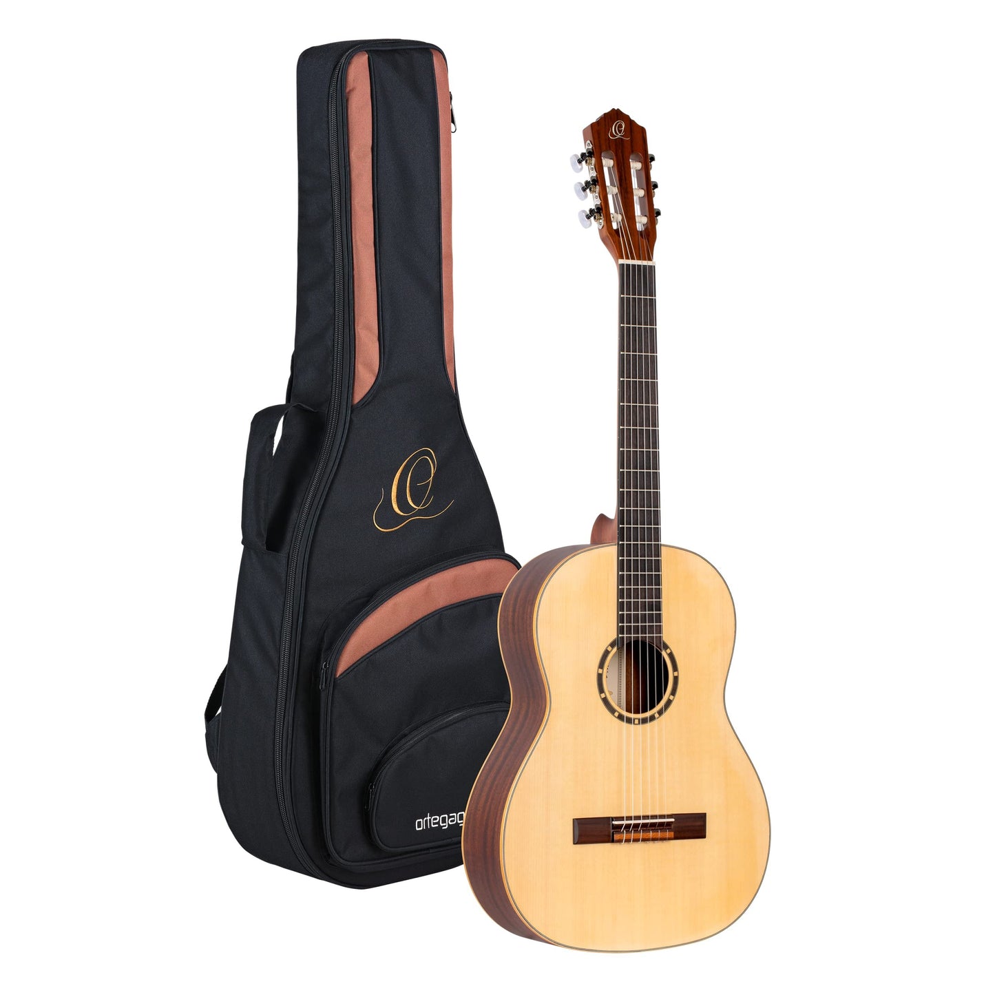 Ortega Guitars 6 String Family Series 3/4 Size Nylon Classical Guitar w/Bag, Right, Cedar Top-Natural-Satin, (R122-3/4)