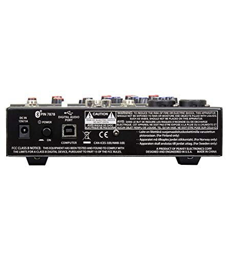 Peavey PV6BT DJ Mixer, 6 Channel With Bluetooth, Small
