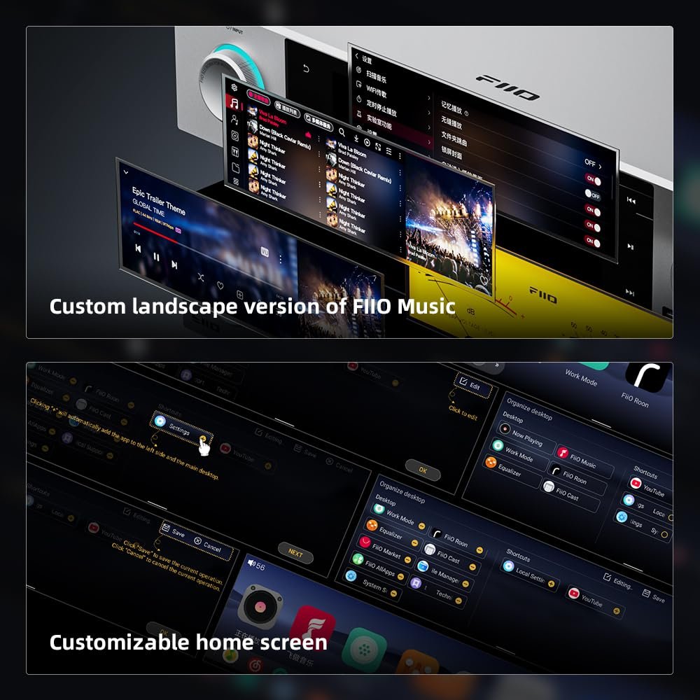 FiiO S15 Streamer Network Player Music Service, Android 12 Snapdragon 660, AKM DAC AK4191+AK4499EX, 7.84-inch Screen, HDMI/ARC DAC