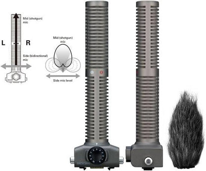 Zoom SSH-6 Stereo Shotgun Microphone Capsule with Hairy Windscreen for Film, Video, ENG and Dialogue, works with H5, H6, Q8, U-44, F1, F4, F8n, and F8