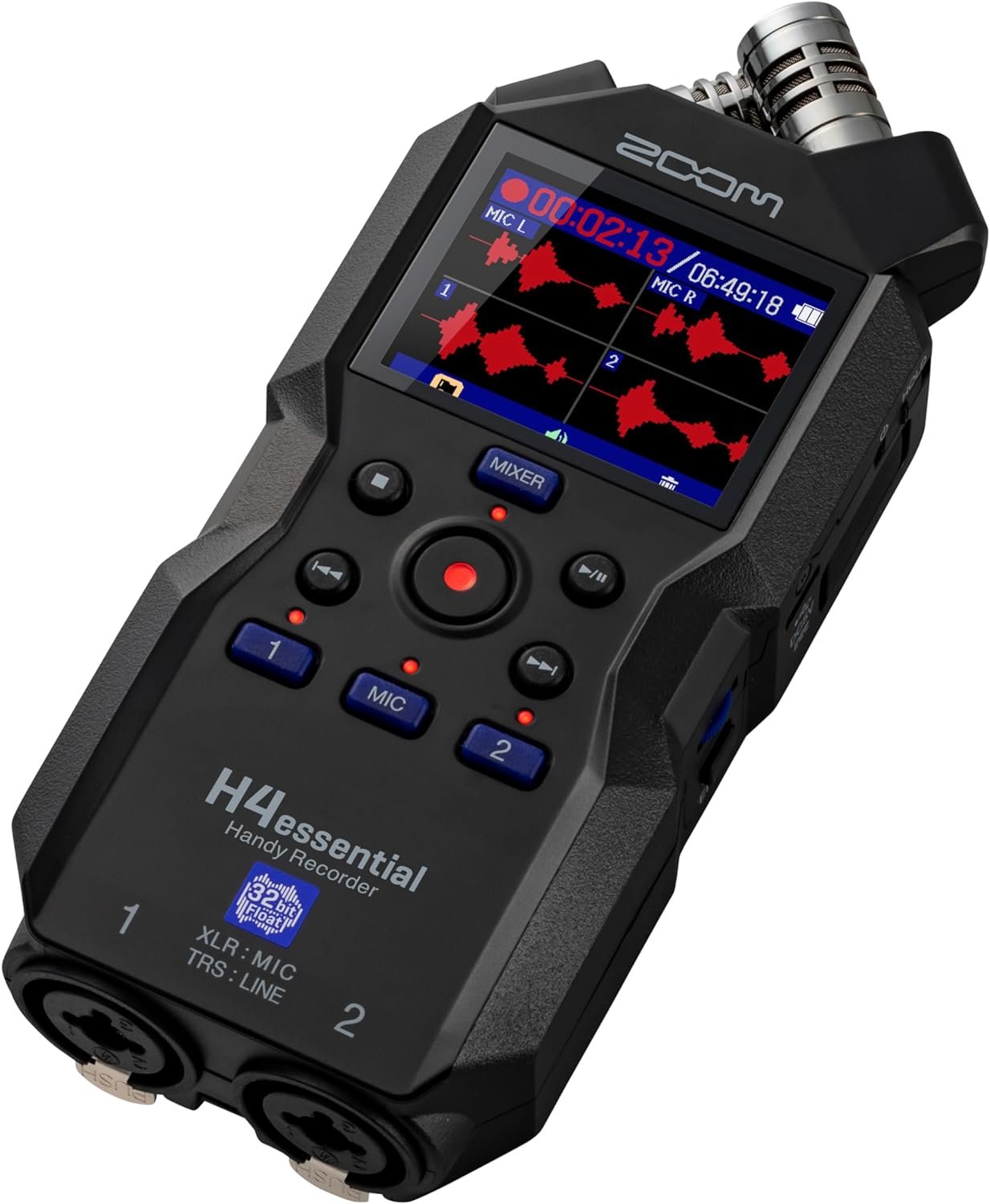 Zoom H4essential 4-Track Handy Recorder (2024 Model, Essential Series) with 32-Bit Float, Accessibility, Stereo Microphones, 2 XLR/TRS Combo Inputs, USB Interface, for Musicians, Podcasters, and More