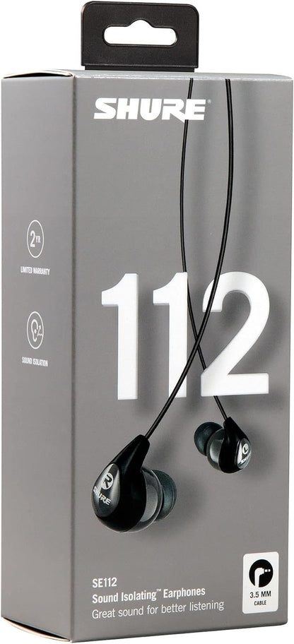 Shure SE112 PRO Wired Earbuds - Professional Sound Isolating Earphones with Single Dynamic MicroDriver, Secure In-Ear Fit, Fixed Cable, Durable Quality - Gray (SE112-GR)