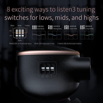 FiiO FH5s 2BA+2DD Quad Driver Hybrid in-Ear HiFi Stereo Earphones with MMCX High-Purity Cable, Swappable Plug 2.5mm/3.5mm/4.4mm