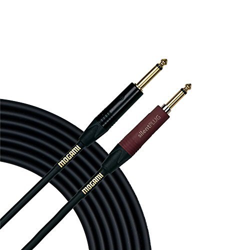 Mogami Gold INST Silent S-10 Guitar Instrument Cable, 1/4" TS Male Plugs, Gold Contacts, Straight Connectors with silentPLUG, 10 Foot