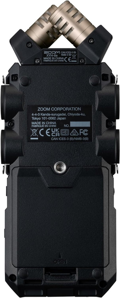 Zoom H6essential (2024 Model, Essential Series) with 32-Bit Float, Accessibility, 6-Track Recorder, Stereo Microphones, 4 XLR/TRS Inputs, USB Audio Interface, for Musicians, Podcasters, & Filmmakers