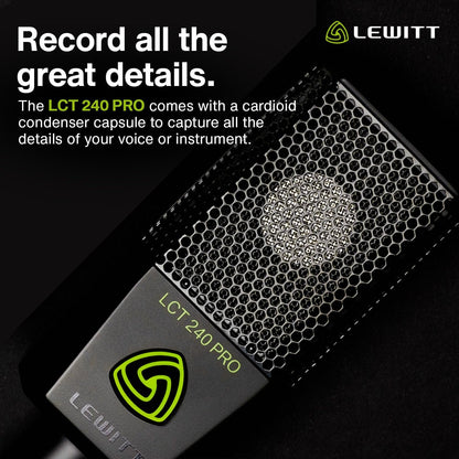 LCT-240 Condenser Microphone with high-Perfomance Capsule, Cardioid Pattern, Black, Shock Mount, Magnetic pop Filter