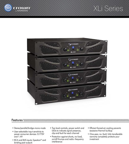 Crown XLi800 Two-channel, 300-Watt at 4Ω Power Amplifier
