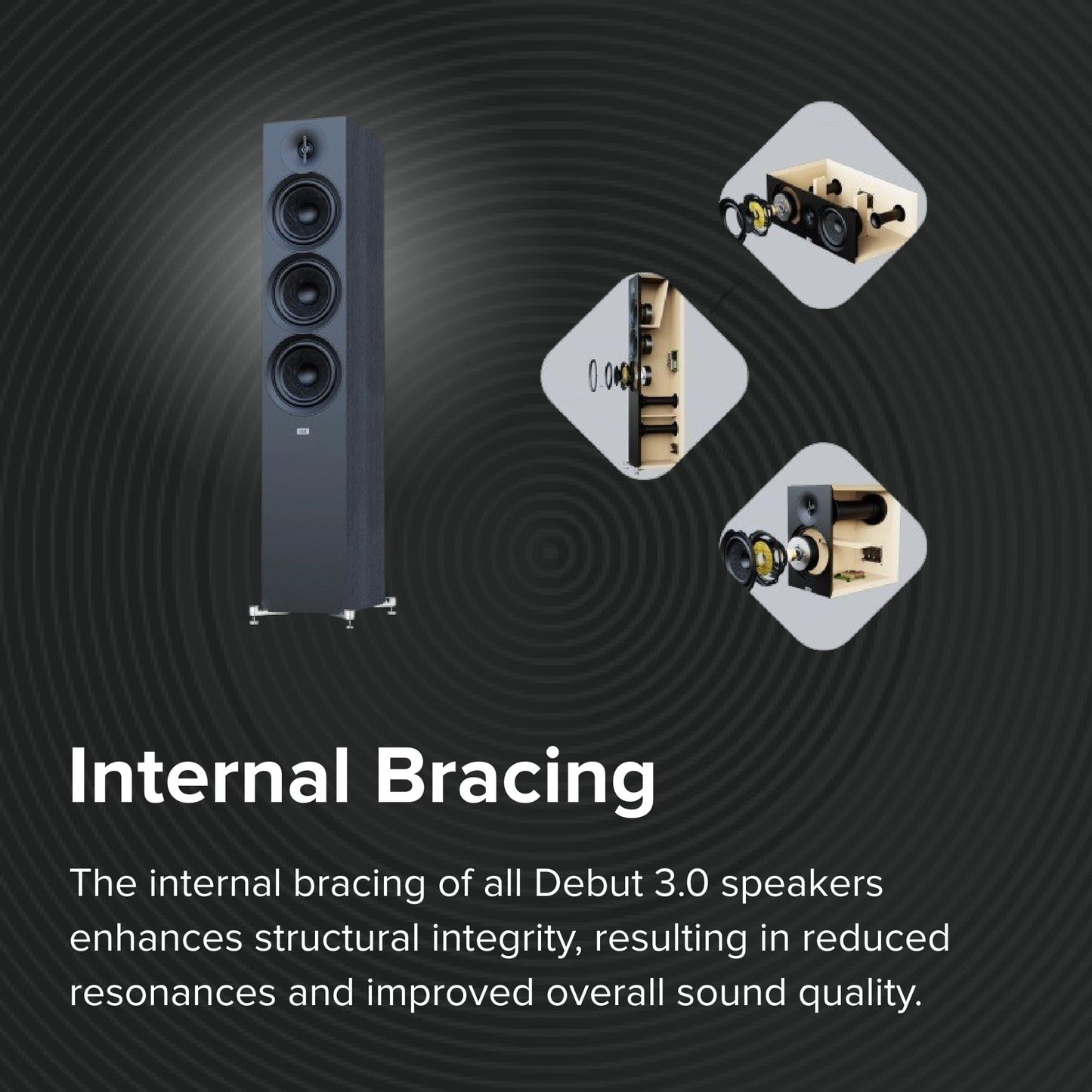 ELAC Debut 3.0 DB63-BK Bookshelf Speakers, Black Ash (Pair) - 1” Aluminum Dome Tweeter & 6.5” Aramid Fiber Woofer - 2-Way Bass Reflex - 42Hz to 38KHz Response