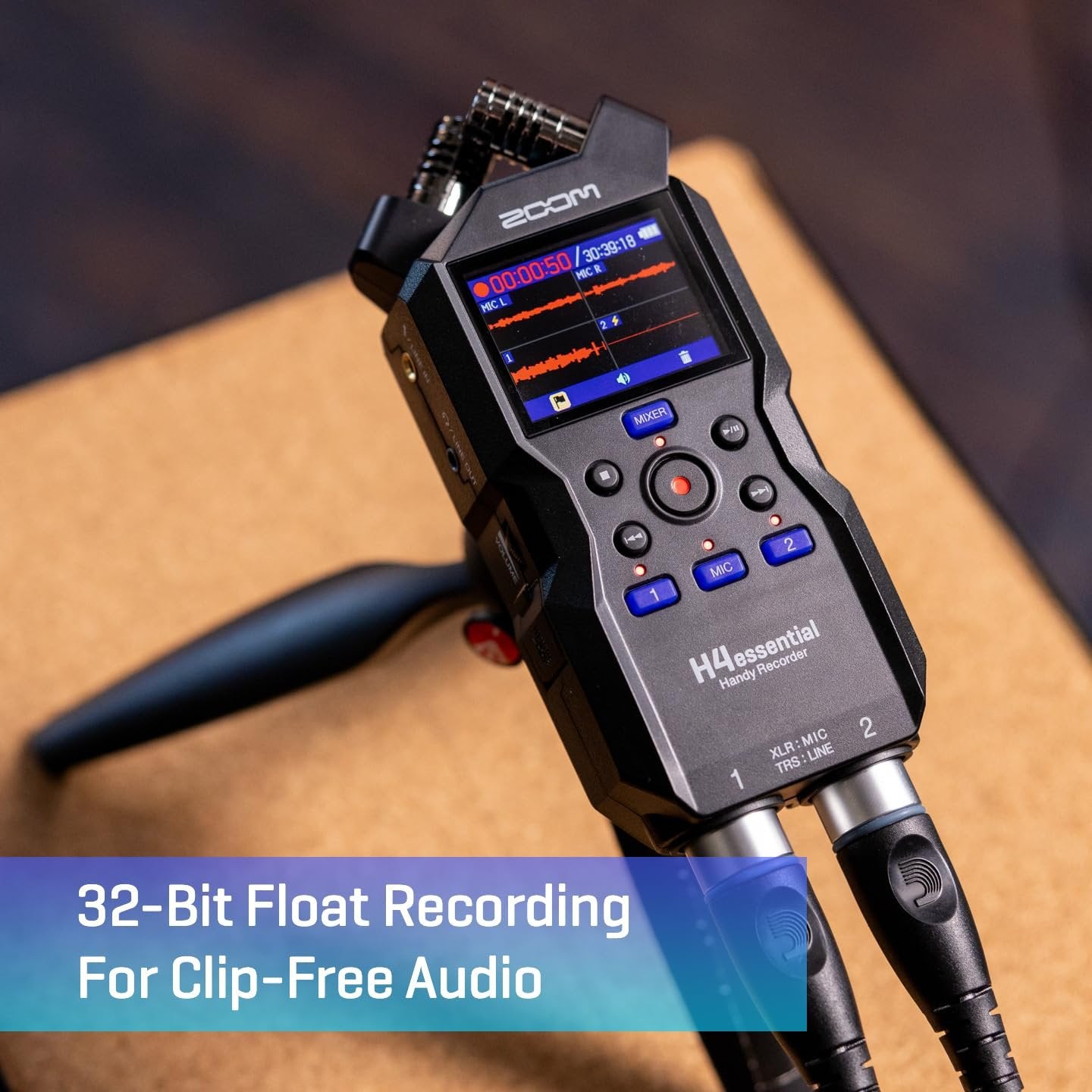 Zoom H4 Essential 4-Track Stereo Recorder with 32-Bit Float Recording, Stereo Microphones, 2 XLR/TRS Combo Inputs, USB Audio Interface, Accessible Design for Voice, Music, & Podcasting